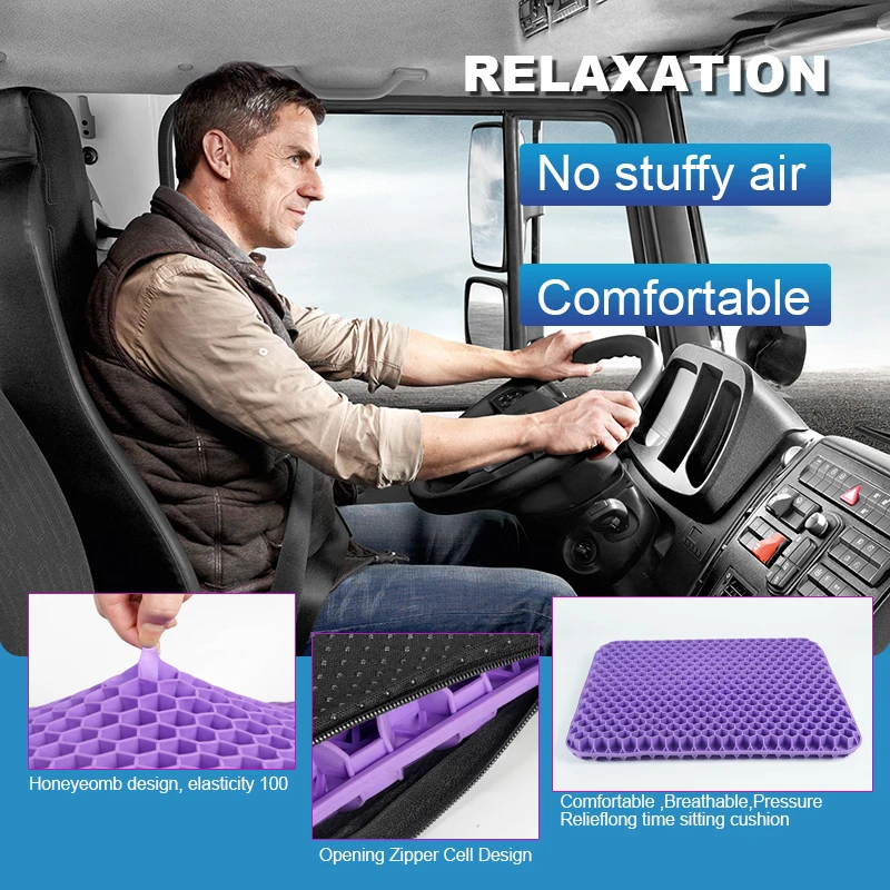 Automotive Gel Seat Cushions Designed for Summer Breathable Honeycomb Decompression Back Tailbone Pain Home Office Wheelchair