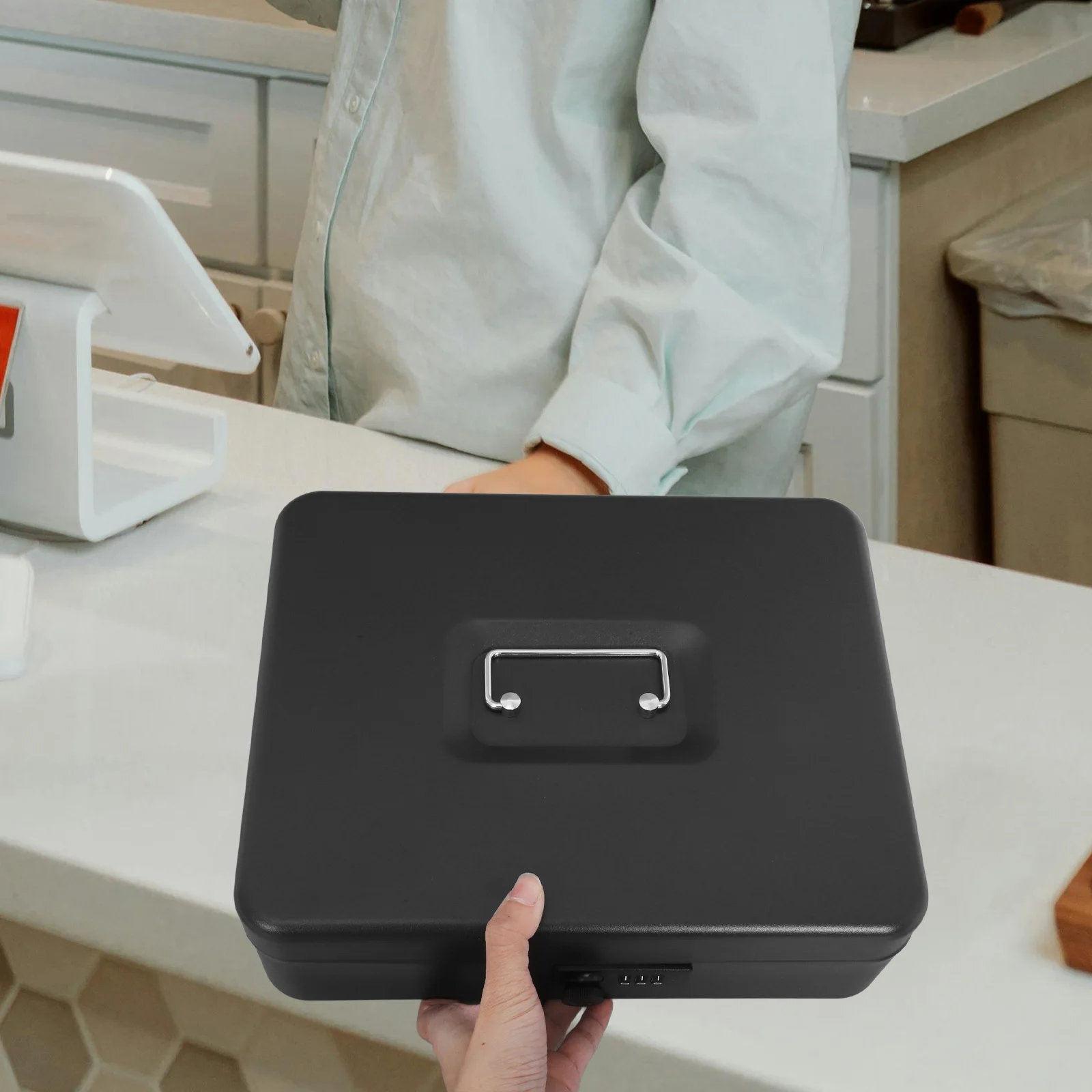 صندوق نقود معدني قابل للقفل بسعة كبيرة للبالغين، تخزين أموال آمن، حاوية عملات معدنية خنزير آمنة، بنك توفير مدمج #6