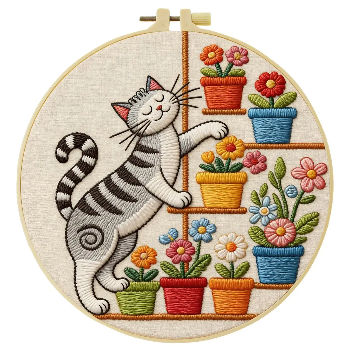 1 Stück 20X20CM/15X15CM 7,87/6,3 Zoll Tier - Katze Stickerei Starter-Kit DIY-Kit DIY-Stickerei-Set Handarbeiten Malerei – Detail 3