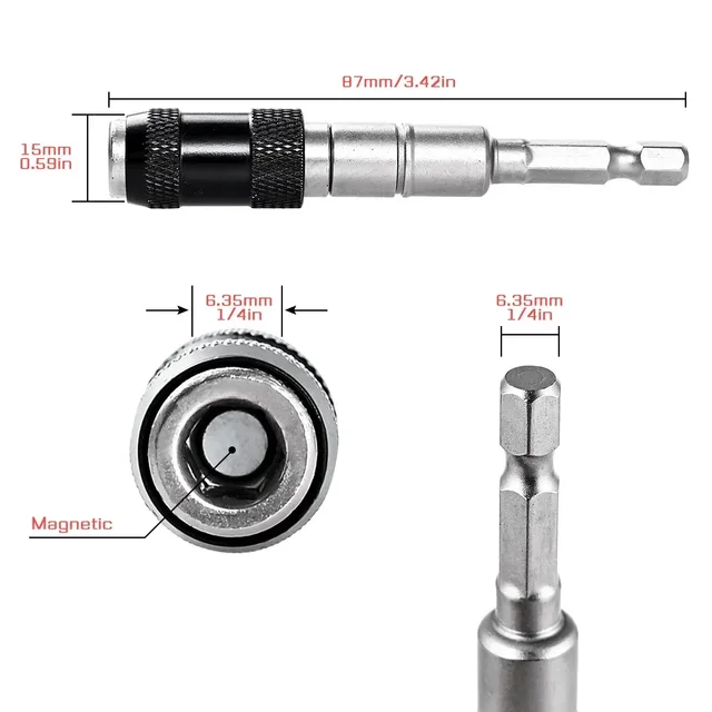 1/4 "Hex Magnetic Ring Screwdriver Bits Drill Extension Rod Quick Change Holder Drive Guide Screw Drill Tip Hand Tools Drill Bit 6