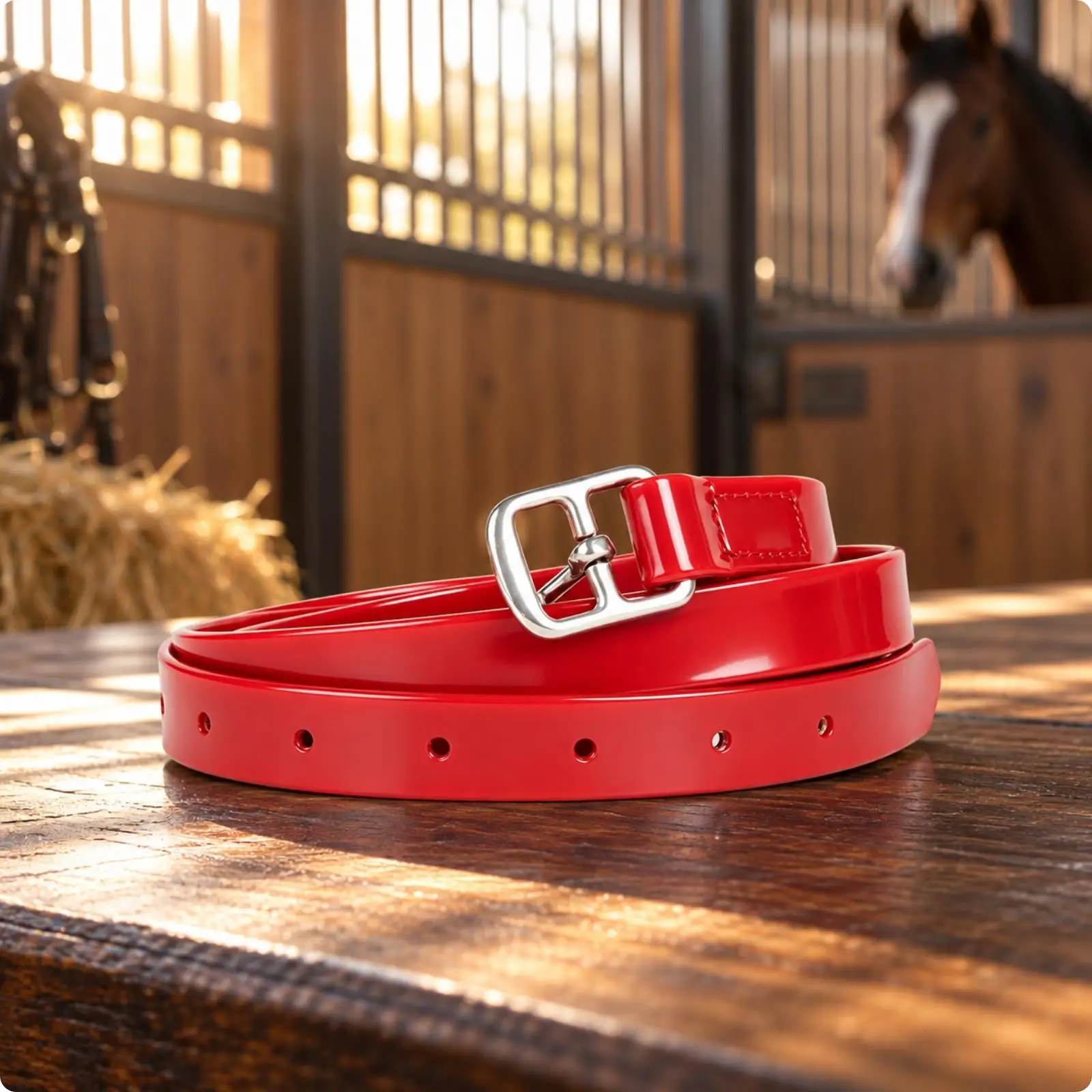 Adjustable Leather Equestrian Riding Strap for Stirrup with Metal Buckle Horse Riding Foot Support for Stable Mounted Position
