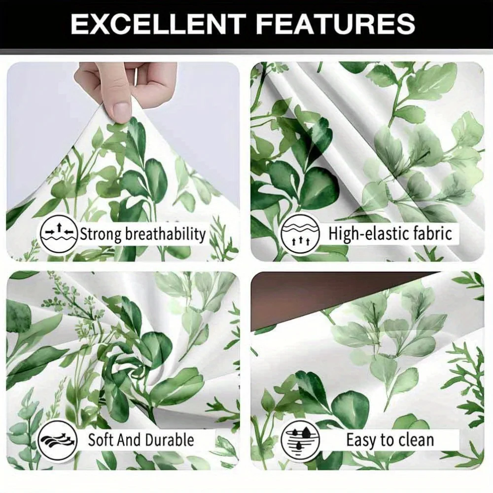 1pc Watercolor Green Herb Leaves Print Stretch Sofa Cover, Botanical Foliage Couch Slipcover for Boho Home Decor