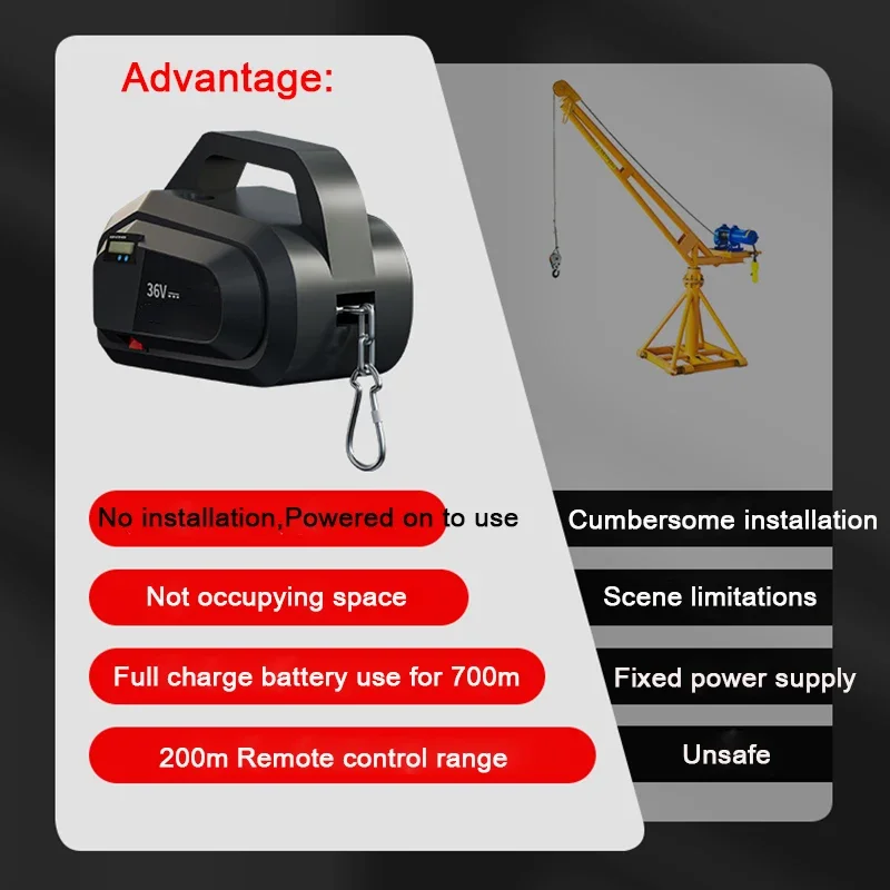 Electric Rope Climbing Machine Item Carrying Machine No-Installation Large Cargo Lifting Machine Portable Remote Control Lift