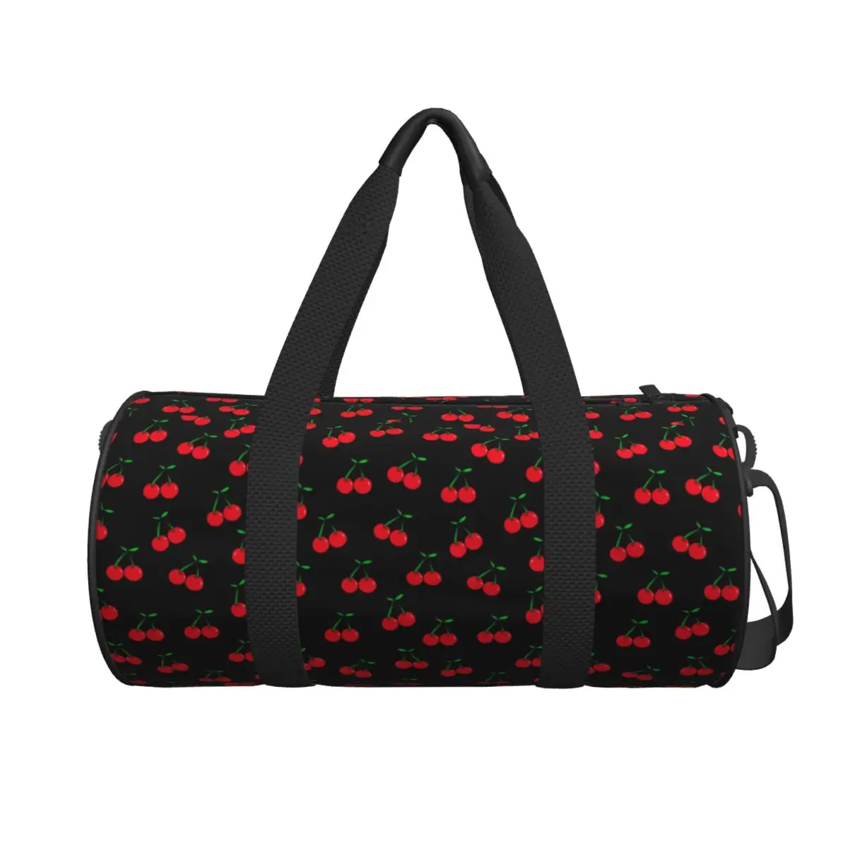 

Cherries On Black Travel Bag Tasty Fruit Food Casual Sports Bags Large Capacity Funny Gym Bag Men's Design Portable Fitness Bag