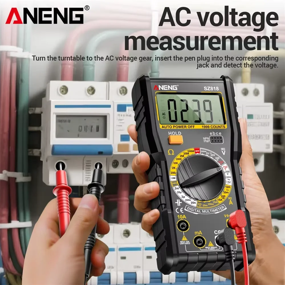 ANENG SZ818 Digital Multimeter Tester NCV Automotive AC/DC Voltage Resistance Current Capacitor Electric Triode Multimetro Test