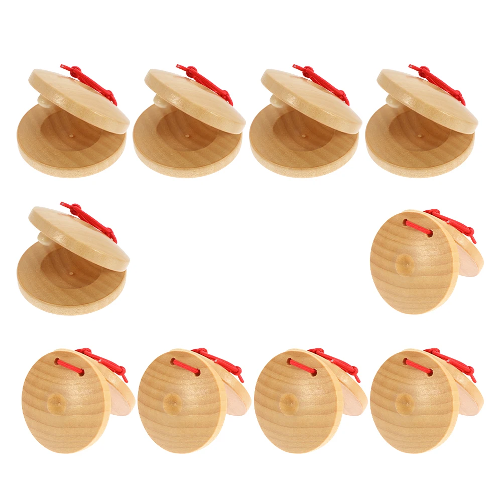 

10pcs Finger Castanets Musical Instruments Kids Wooden Hand Percussion Educational Toy Baby Rhythm Lightweight Portable