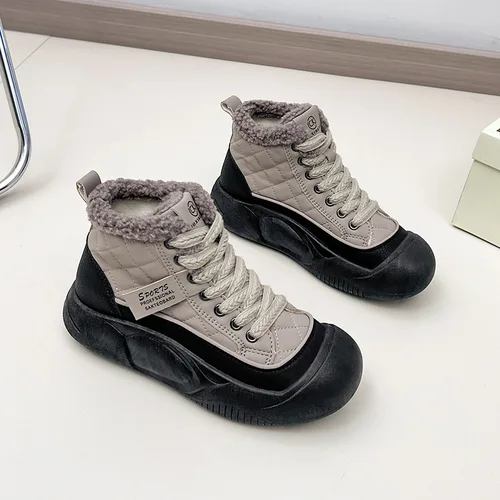 여성용 플랫폼 스노우 부츠, 레이스업 캐주얼 스포츠 신발, 패션 플러스 퍼, 따뜻한 앵클 부츠, 여성용 신발 운동화, 겨울 신상 