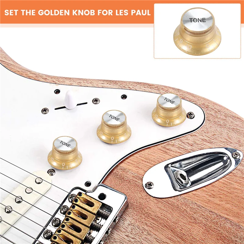 AA75-Set Perilla de sombrero de copa dorada para Gibson para botón de lámina dorada Les Paul