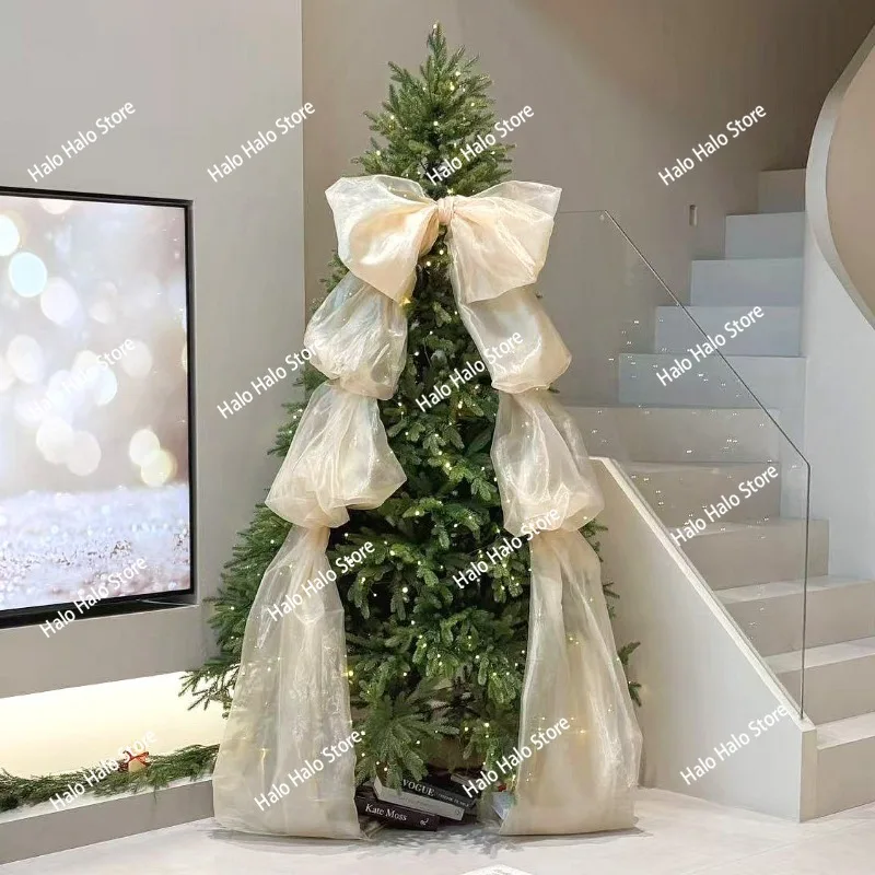 Extra large pearlescent yarn bow pendant Christmas tree party atmosphere arrangement background arch wreath latte flower