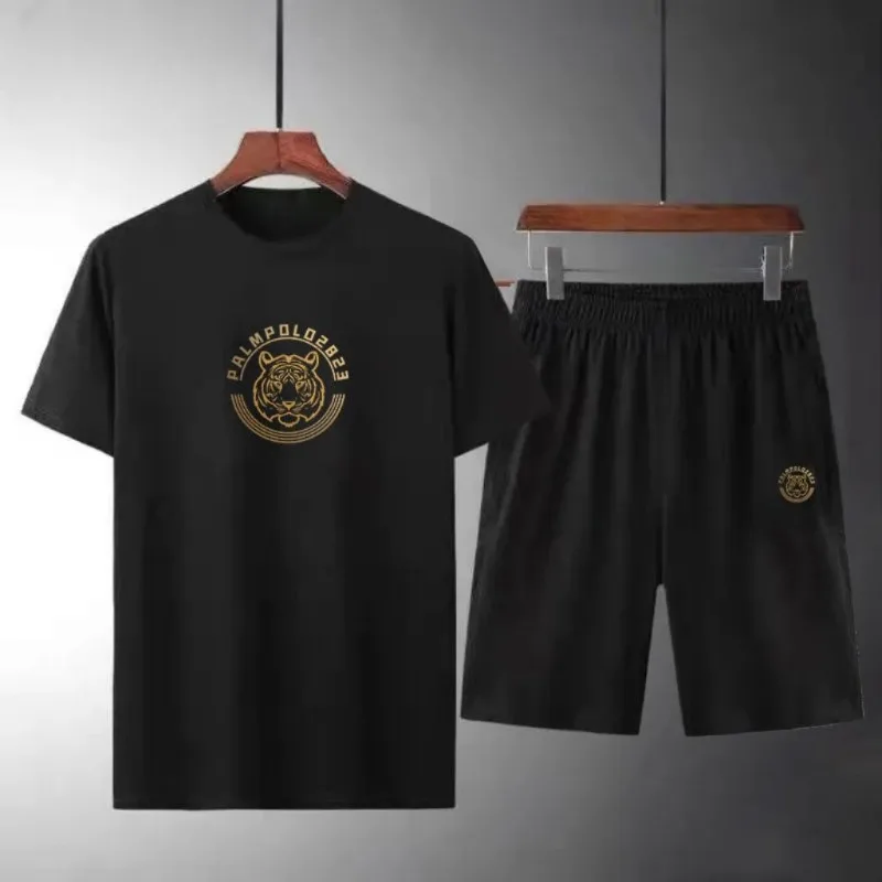 

Men's Fashion Hot New Summer Casual Suit Men's Tiger 2025 New Trend Slim-fit Short-sleeved Shorts Sports Two-piece Suit Men's