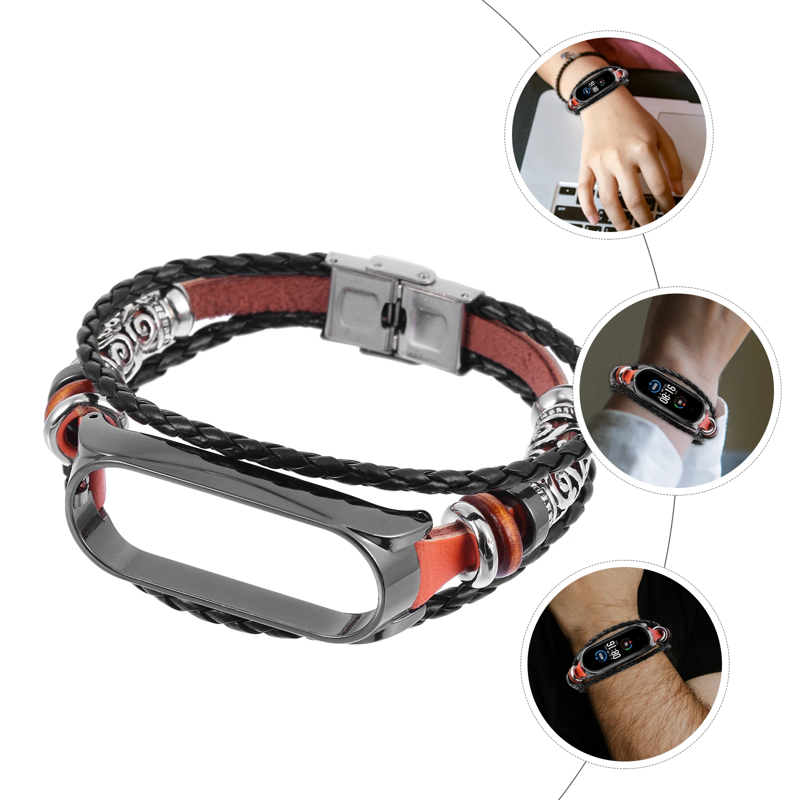 

Metal Beaded Watchband Black Retro Straps Smart Bands Uhrenarmband 5 Replacement Bracelets Comfortable Fit