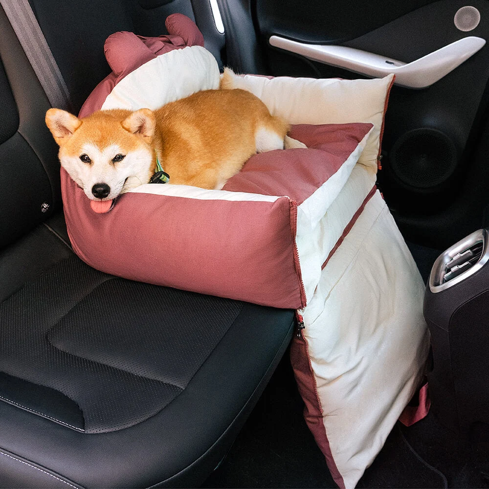 Portable Dog Car SUV Seat Puppy Bed with Adjustable Fixed Strap Non-Slip Bottom Dog Seat for Dog Cat Traveling Carry Supplies