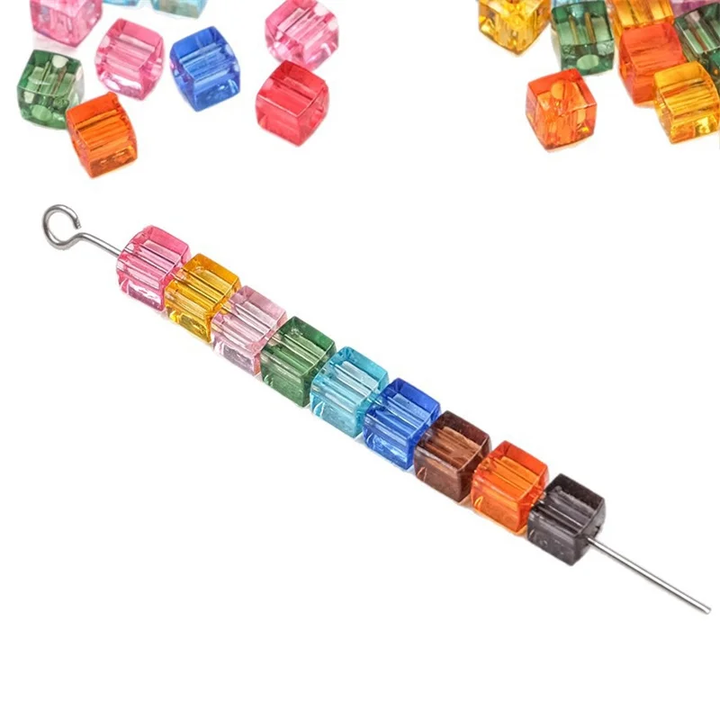 

Оптовая продажа, 3700 шт./лот, 4 мм, цветной принт, геометрическая квадратная форма, акриловые бусины с отверстием, ювелирные изделия своими руками, кулон для одежды, аксессуар