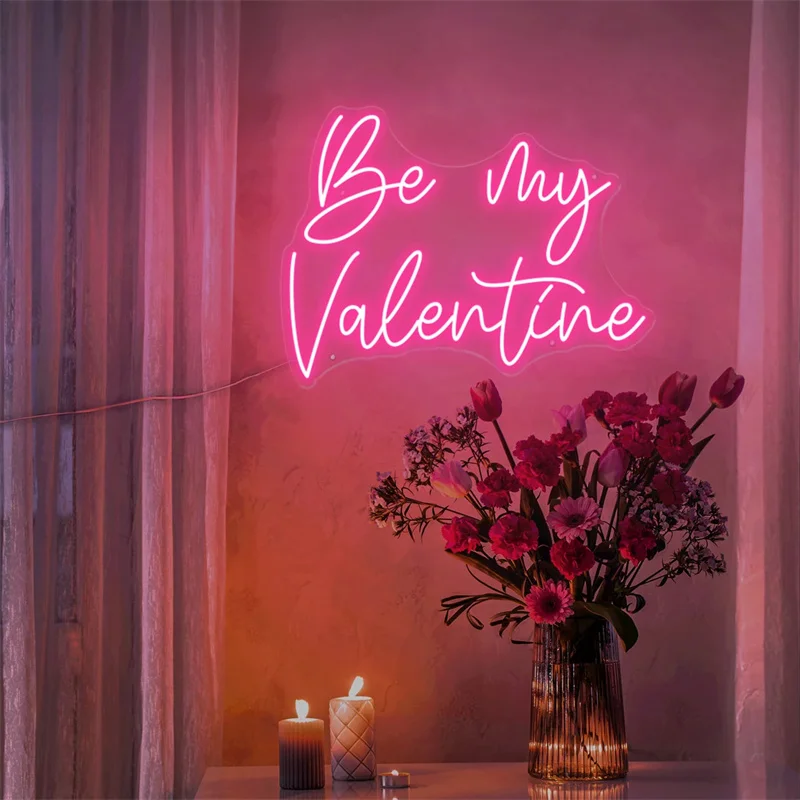 Be My Valentine Neon Sign هدية ديكور عيد الحب لها هدية عيد الحب علامة نيون مخصصة لغرفة النوم علامة نيون علامة الحب النيون