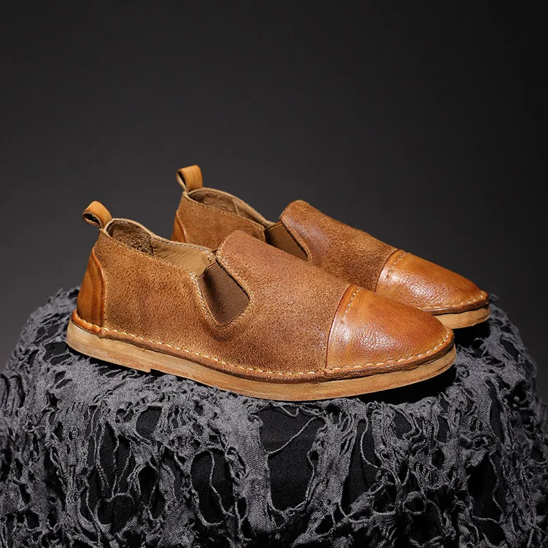 

New Handmade Men's Shoes Soft-soled Genuine Leather Casual Shoes Breathable Slip-on Summer Lazy Driving Loafers Single-layer Sho