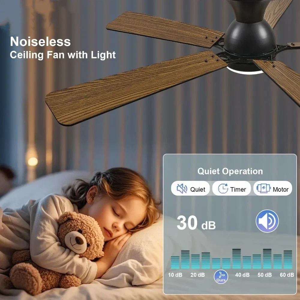 

Remote Control Ceiling Fan with Light 3-Speed Dimmable Ceiling Fan Lamp Reversible Quiet 5-blade Ceiling Fan Lamp Living Room