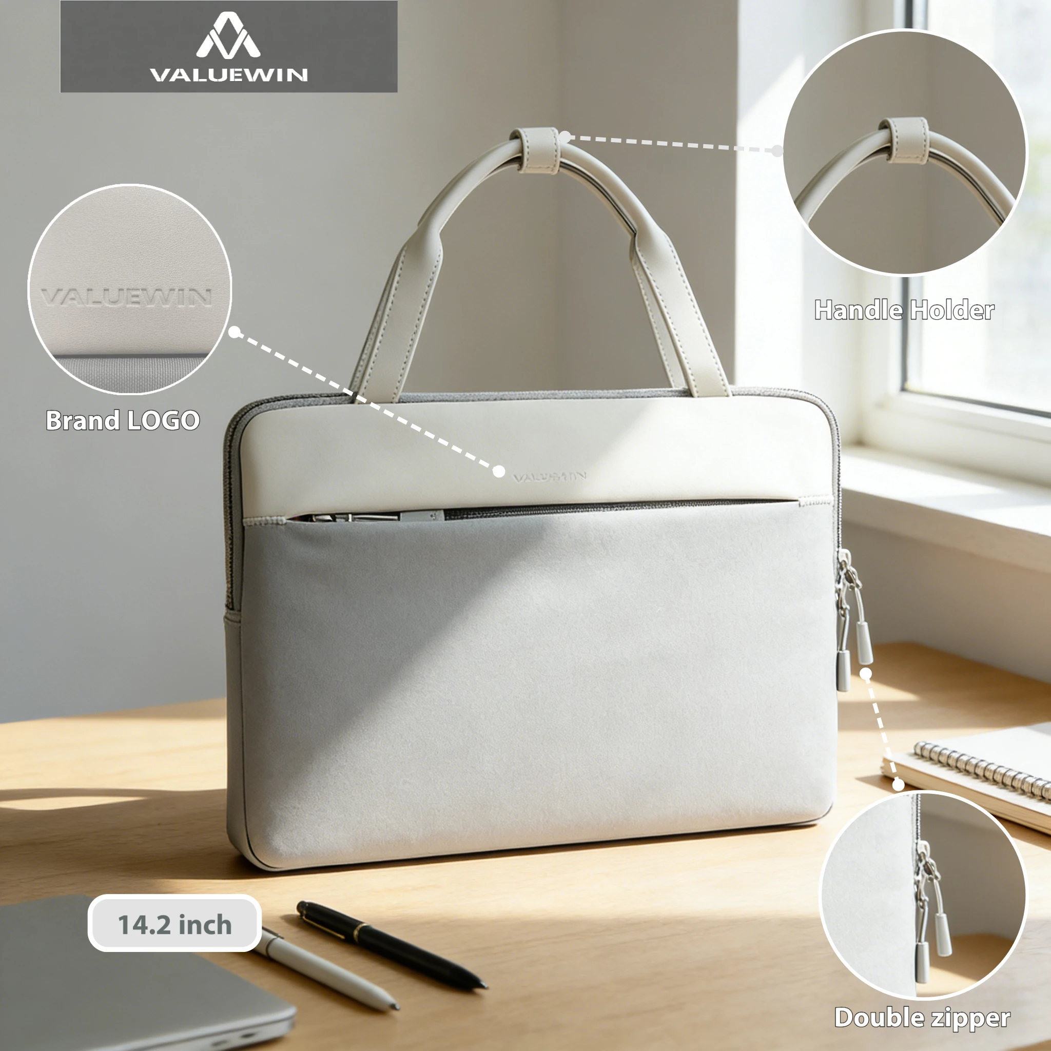 

Чехол-сумка для ноутбука 13-14 дюймов для MacBook Pro 14 M1/M2/M3/M4, деловая сумка для ноутбука с ручкой, защитная сумка-тоут, серый, зеленый