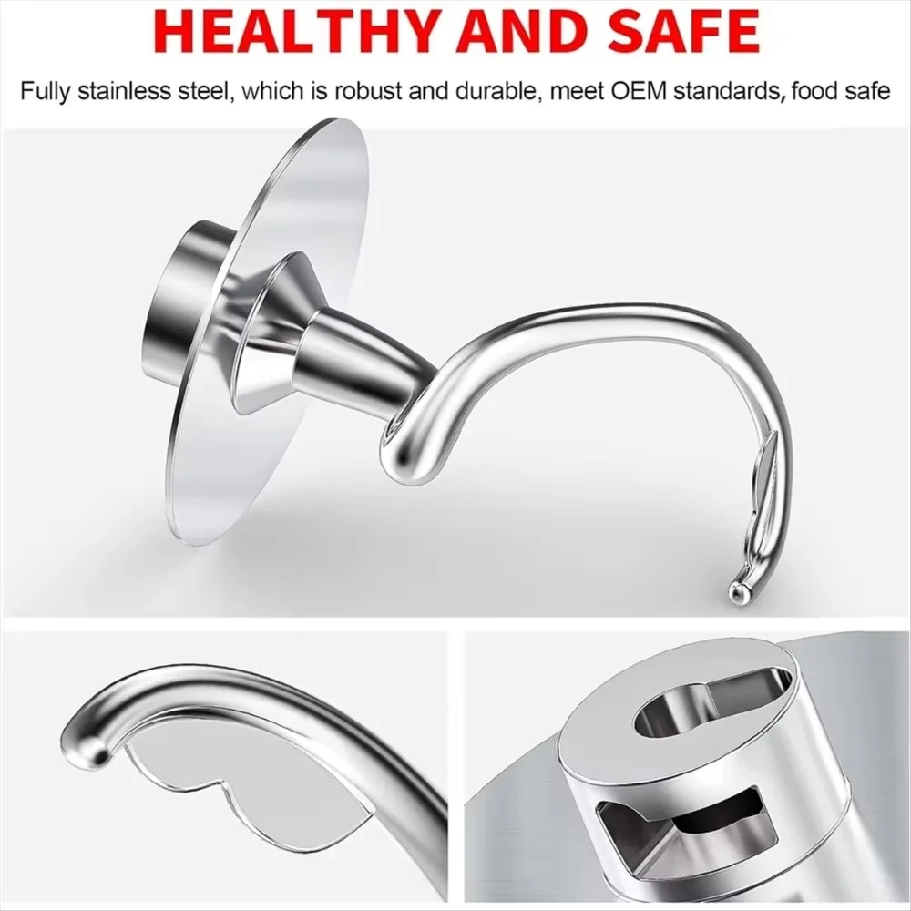 A78E-Stainless Steel Spiral Dough Hook for KitchenAid Stand Mixer, Fits 4.5-5 QT Mixing Bowl for Tilt-Head Stand Mixers