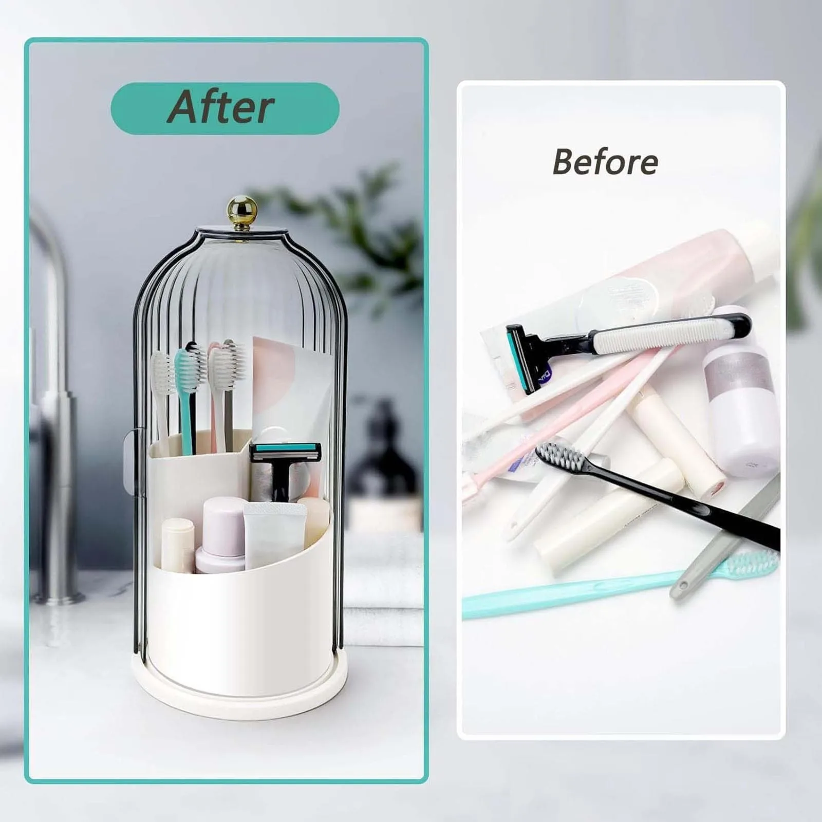 蓋付きメイクブラシホルダー 360 °   回転口紅眉毛ペンシルホルダーアイシャドウ収納ボックスデスク化粧品ツールオーガナイザー