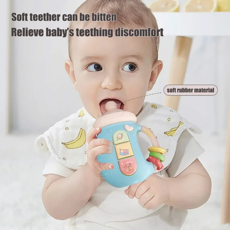 Cute Baby Bottle Light Up Music Toys for 18M+, Bottle Shape Teething Toys, Early Learning Educational Infant Toys for Baby