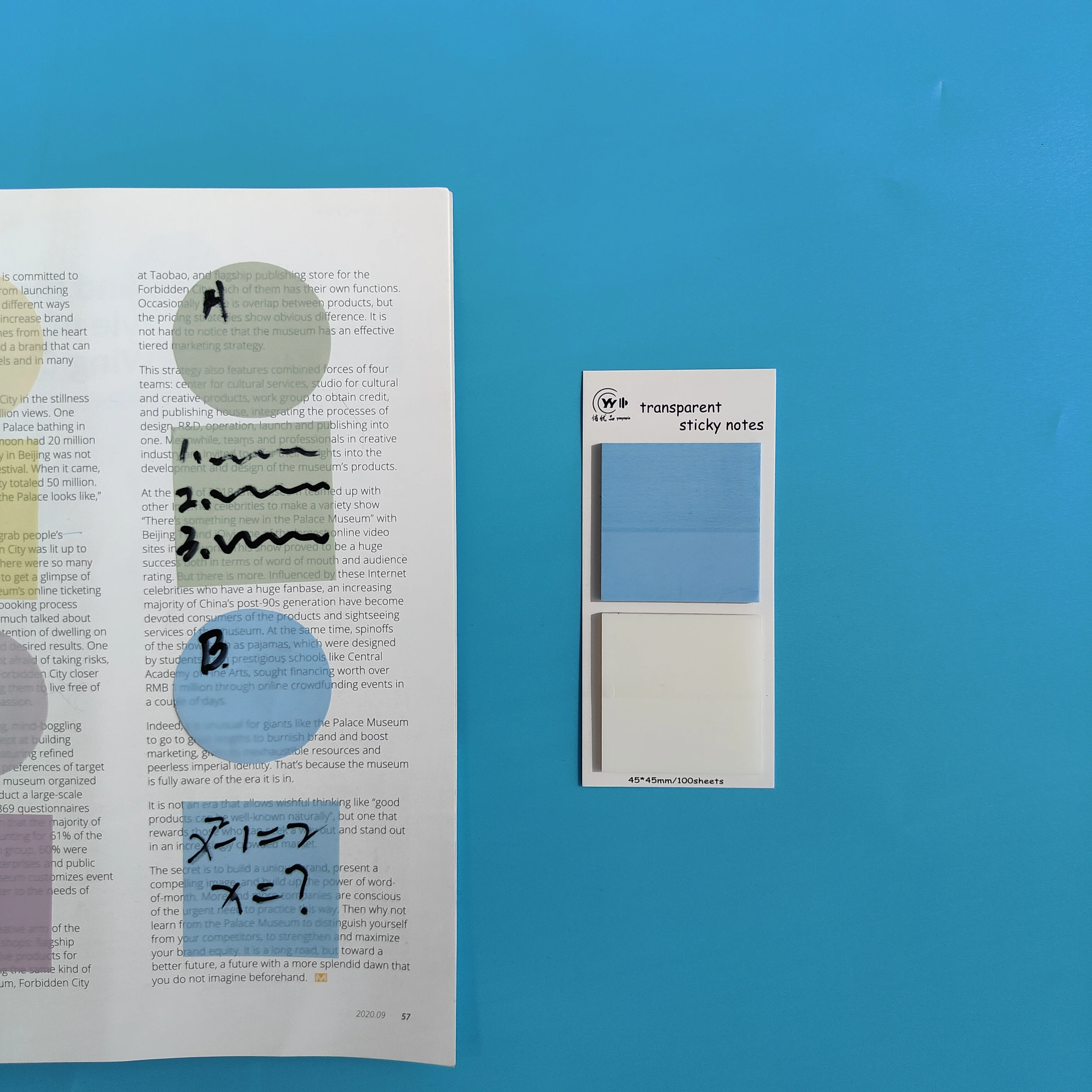 100 Sheets Transparent Sticky Notes Self-Adhesive Annotation Books Notepad Bookmarks Memo Pad Index Tabs Stationery