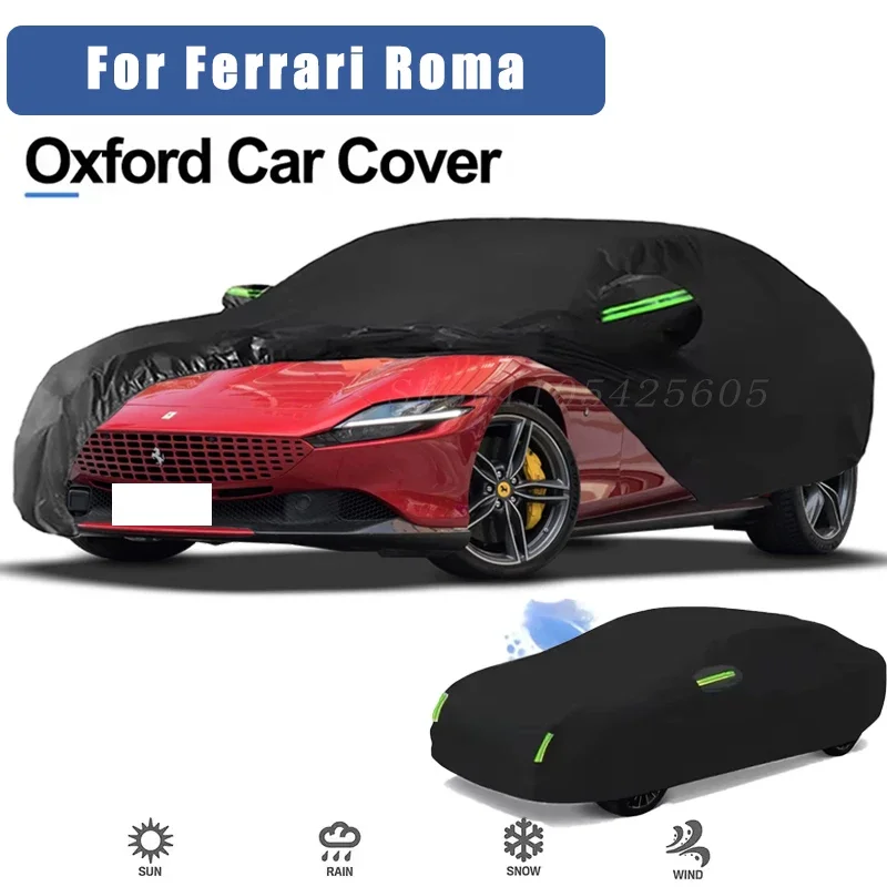 For Ferrari Roma Oxford Cloth Full Car Cover Outdoor Waterproof Dustproof Anti UV Sun Snow Protection Exterior Accessories