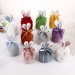 1pc Jewelry Easter Velvet Sachet Bags Luxury Velvet Gift Bags With Pearl String Christmas Birthday Party Cookies Candy Bags