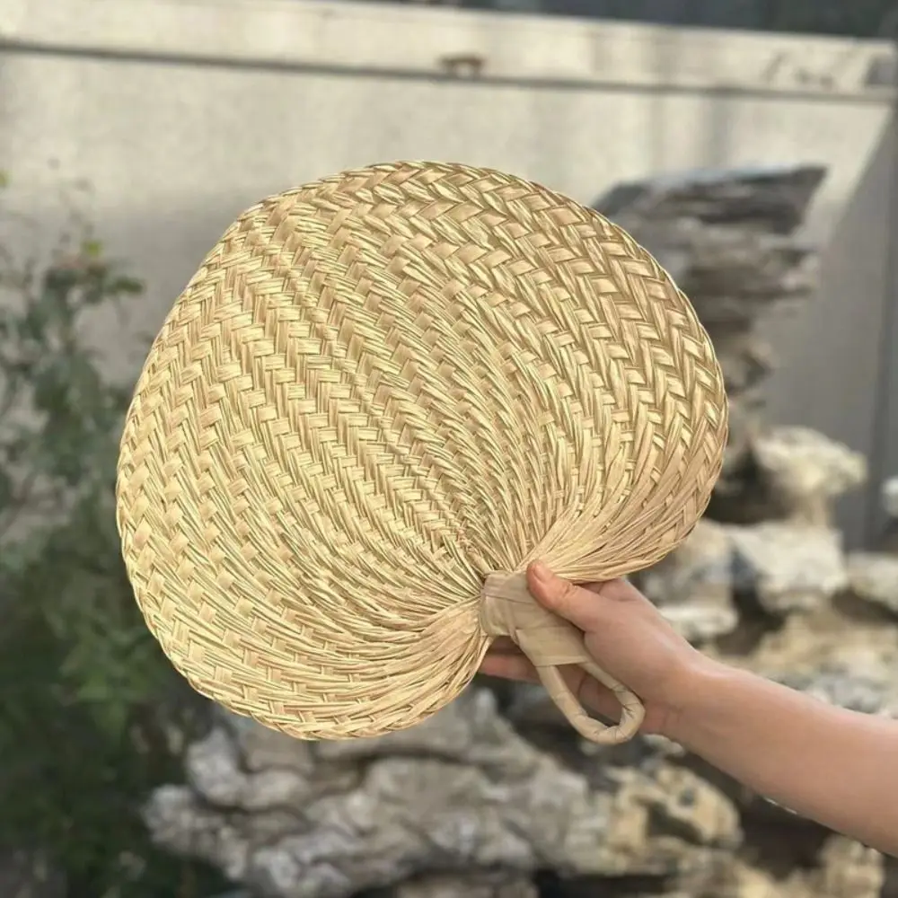 1 Pc Vintage Palm-Leaf Fan Handmade Artistic Rattan Fan For Party Wedding Camping Farmhouse Ornament Crafts