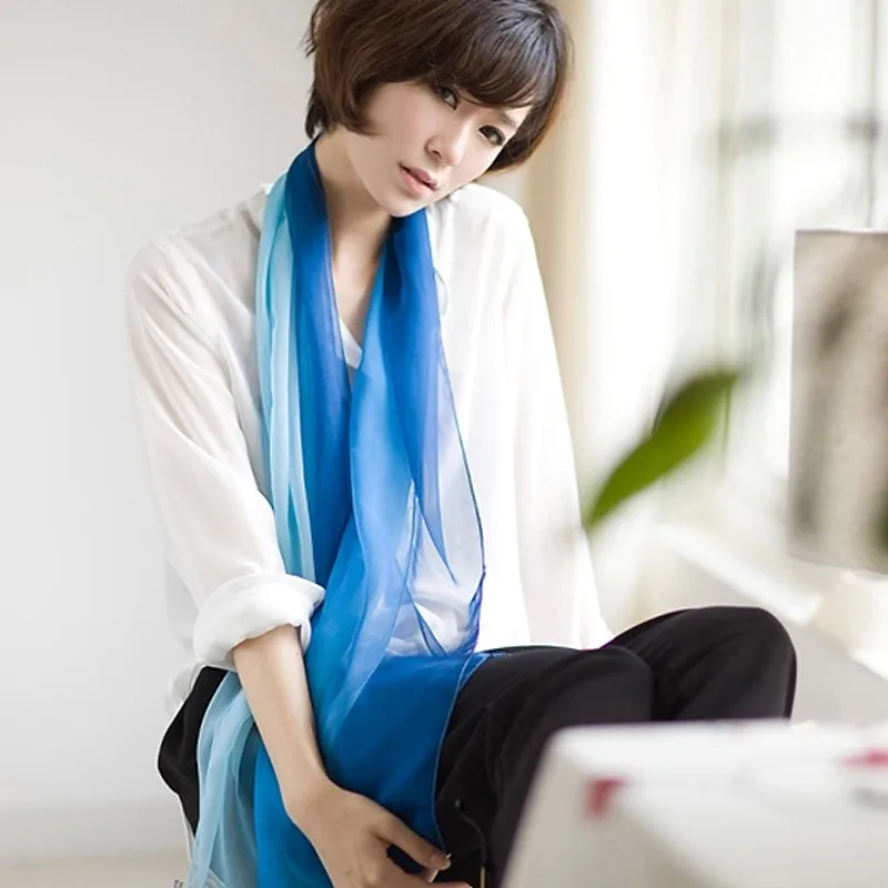 

Gradient Fashion Chiffon Scarf Women's Long Wraps and Shawls Lady Spring Autumn Scarves Bandana Hijab Stoles