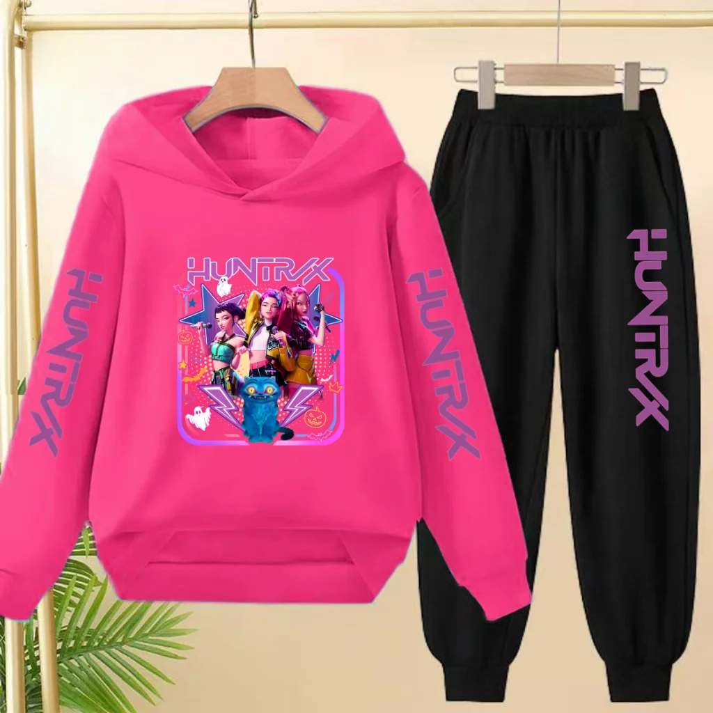 Golden Coreano Wave Girl Group Cartoon Bambini Popolare Felpa con cappuccio Felpe + Pantaloni Ragazzi Ragazze Sport Top 3-12 anni Bella ragazza Casual Set