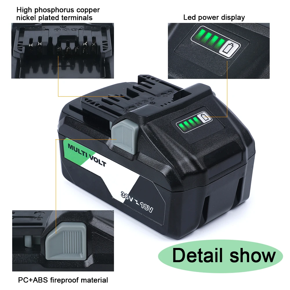 18V/36V BSL36A18 BSL36B18 MultiVolt Lithium-Ion Replacement 3.0Ah/6.0Ah for Hikoki Hitachi Metabo HPT 18V 36V Cordless Tools