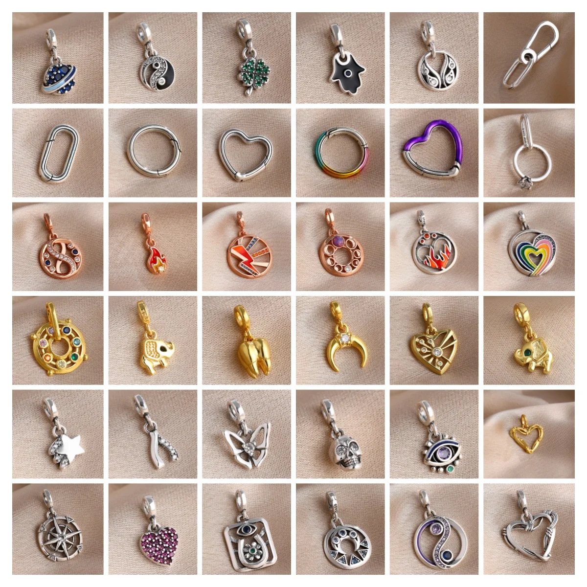 

Серия ME, серебряная мини-подвеска с зубами и бабочкой «Земля» Lucky Clover, подходит для женских браслетов, ожерелий, ювелирных аксессуаров