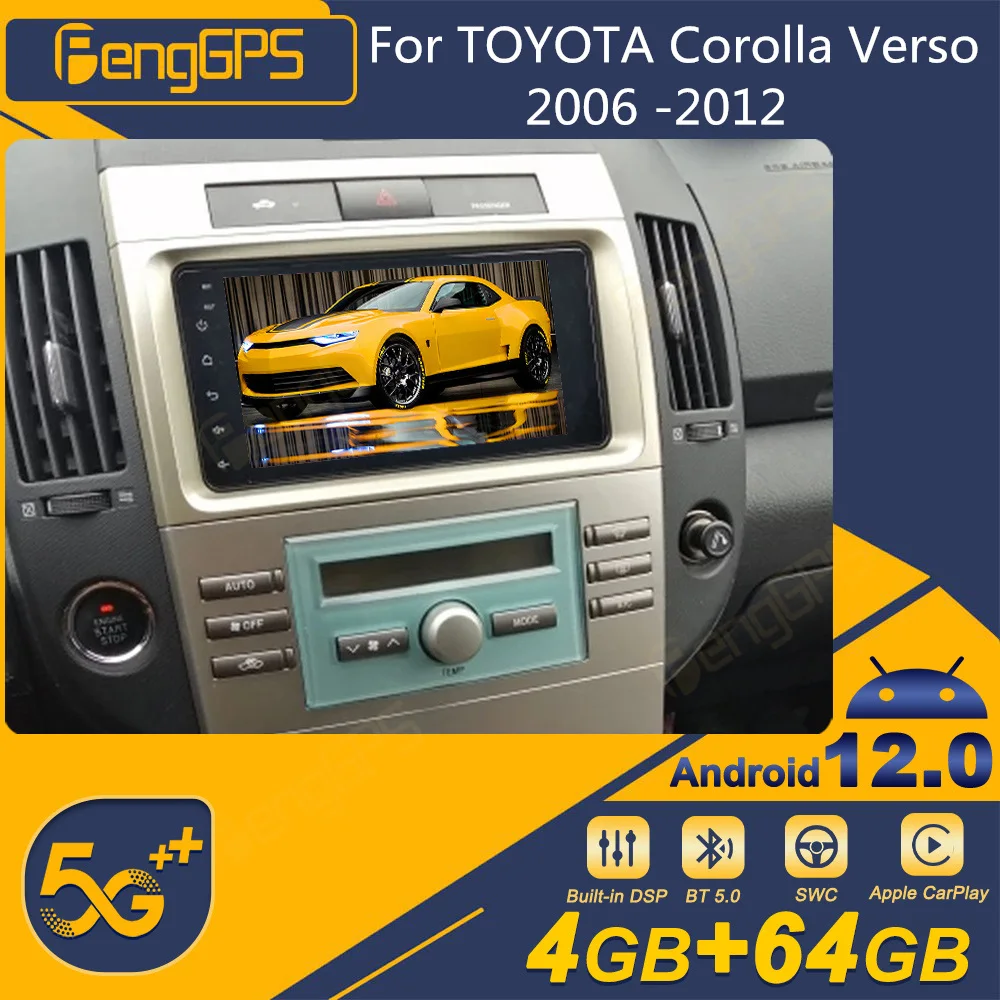 For TOYOTA Corolla Verso 2006 -2012 Android Car Radio 2Din Stereo Receiver Autoradio Multimedia Player GPS Navi Head Unit Screen