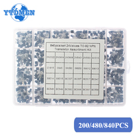 200/480/840pcs TO-92 Transistor Kit Assortment Box BC547 BC327 BC337 2N2222 3906 C945 PNP/NPN Transistors Set Electronics Kit