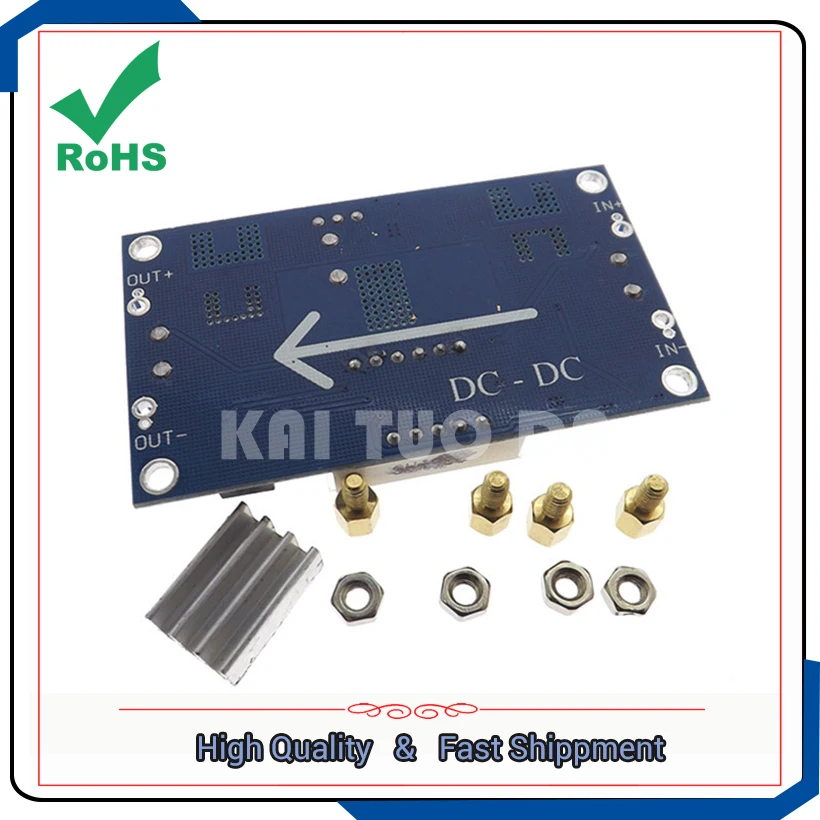 5A high-power 75W DC-DC adjustable step down buck regulator power supply module with a voltmeter display far better than LM2596