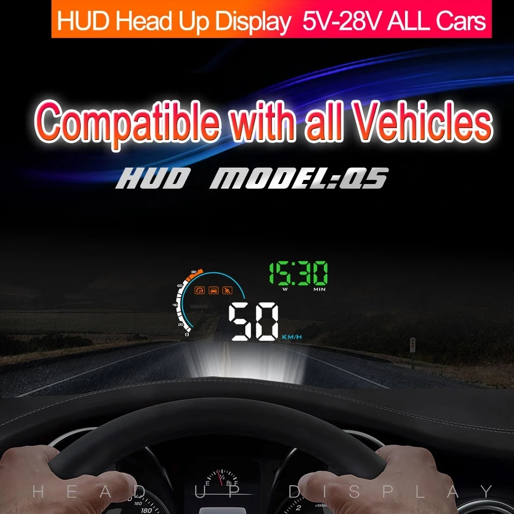 

Q5 HUD New GPS Universal Car Head Up Display Monitor Speedometers Overspeed Warning New Windshield Projector Windshield Display