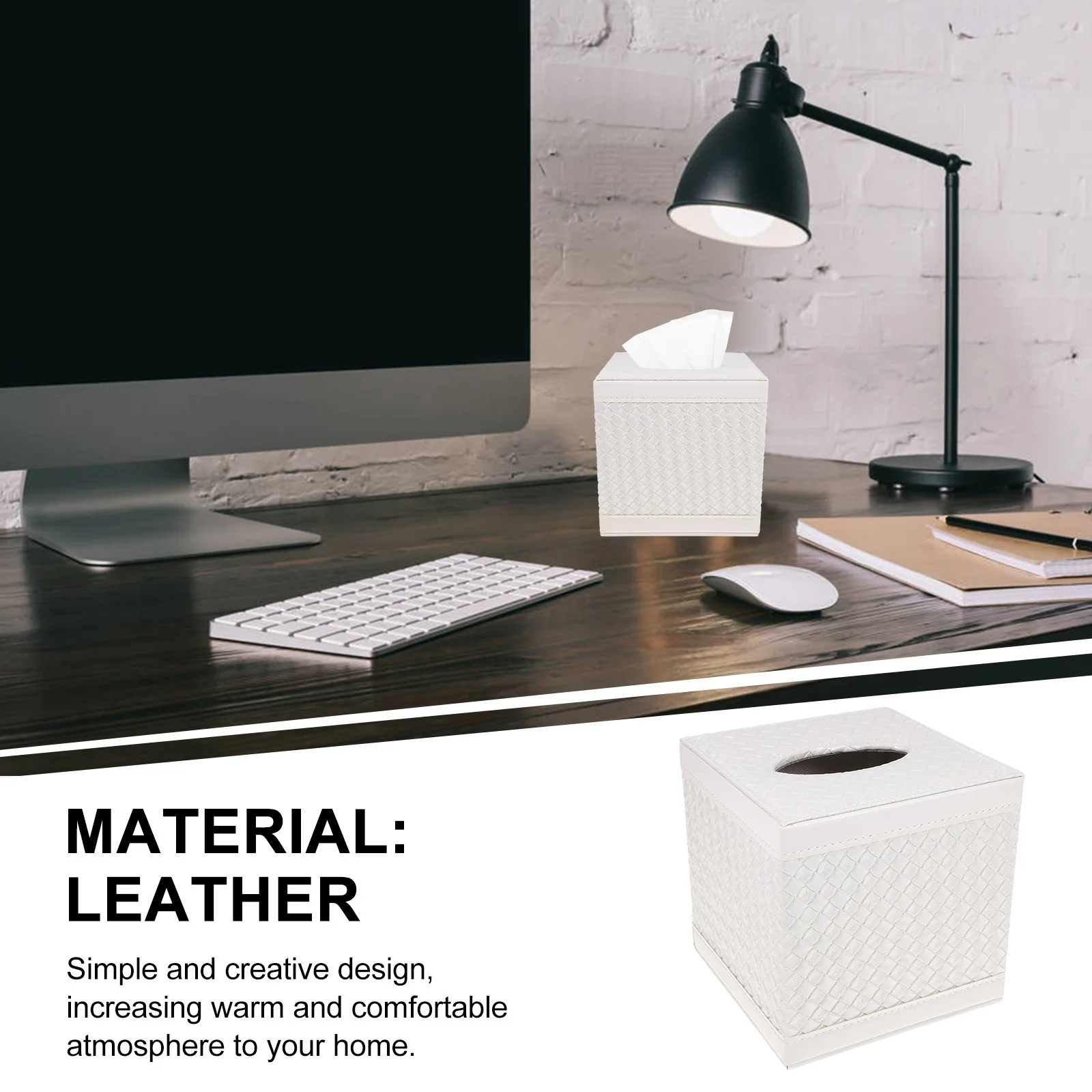 

1Pcs Square Quilted PU Tissue Box Cover Sturdy Tissue Holder for Office Home Restaurant Bathroom