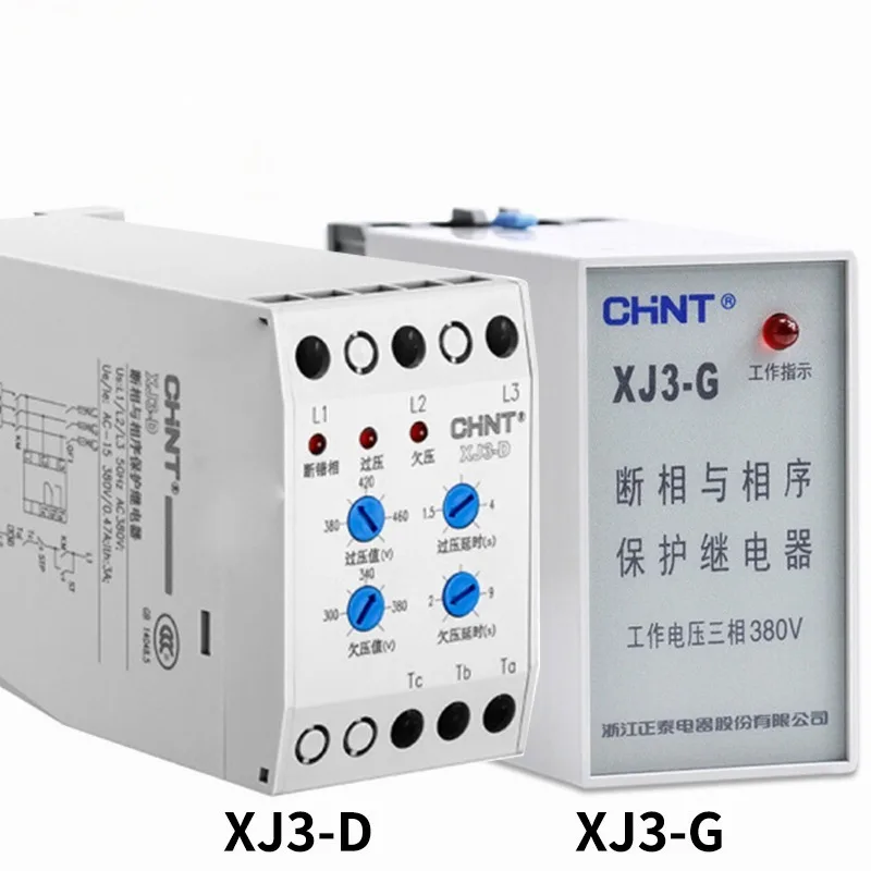 

CHINT XJ3-G XJ3-D NJB1-X Sequence and On-off Protection Relay AC380V Overvoltage and Undervoltage Phase Sequence Protection