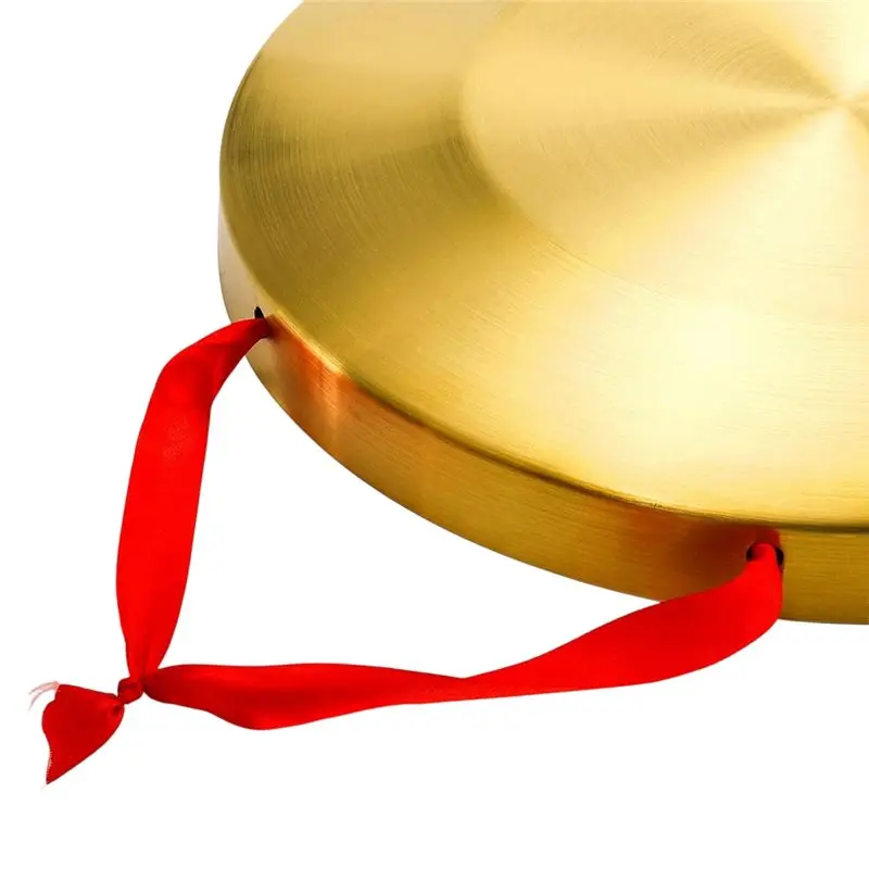 【SPECIAL】Gong Instrument 12.6 Inch Copper, Chinese Traditional Percussion With Beater And Red Hanging Ribbon