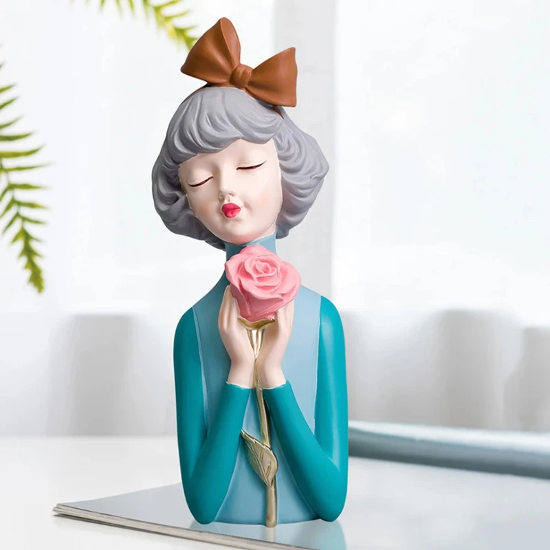 Creative Bow Girl, Resin Vase Statue Decoration, Modern Simple Living Room Entrance Bedroom Desktop Decoration Ornaments