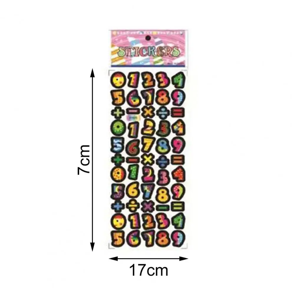 10Pcs Number Sticker Self-adhesive Removable Decorative Peel And Stick Random Cartoon 3D Alphabet Bubble Sticker for Kids