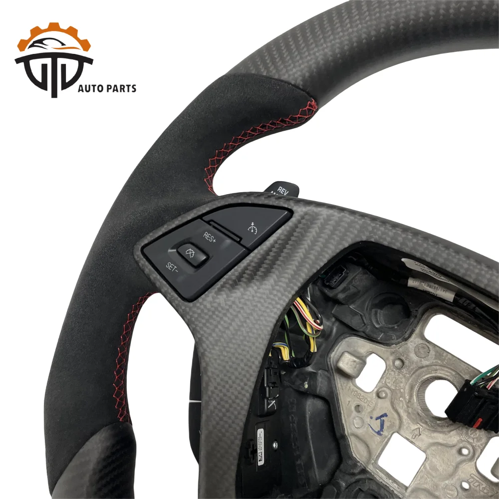 Replacement Real Glassy Carbon Fiber Steering Wheel With Perforated Leather For Chevrolet Corvette C7