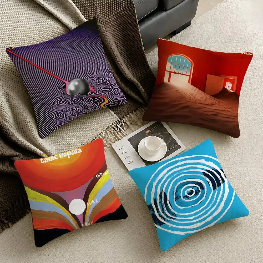 Band Tame Impala Psychedelic Cushion Cover  Throw Pillow Soft Short Plush Cozy Durable Colorfast Sofa Bedroom Home Decor Gift