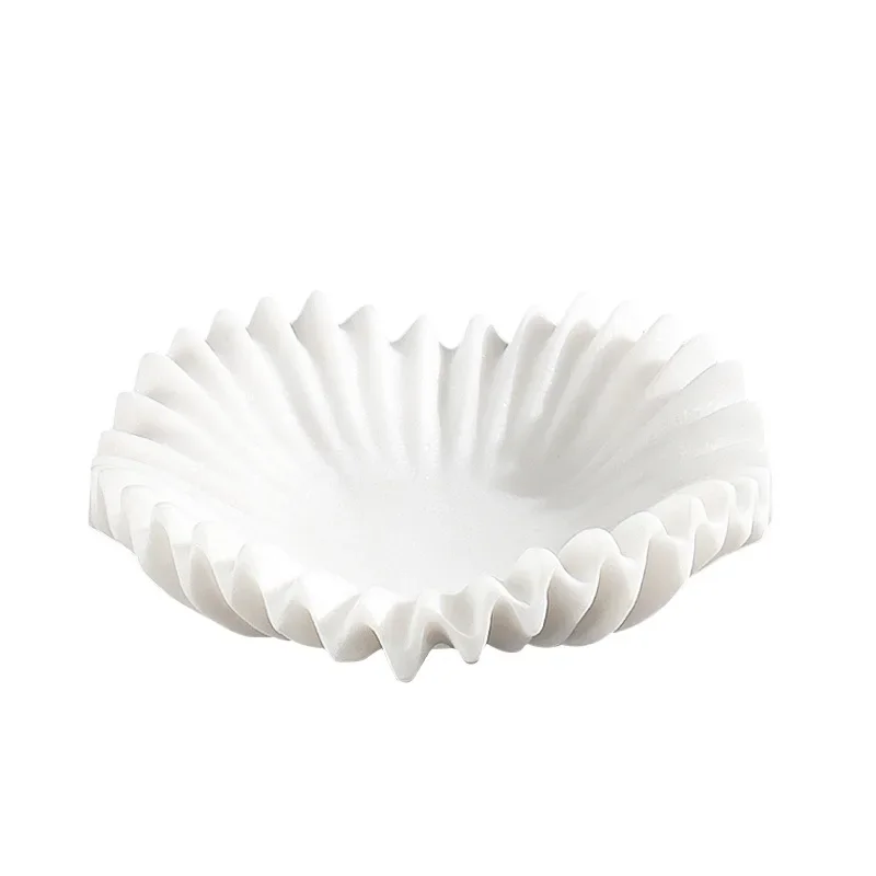 Wabi-sabi French medieval white marble fruit plate decoration art ornament desktop storage home design