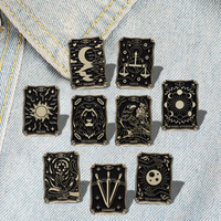 Dark Witch Pines Lapel Badges Punk Gothic Jewelry Gift for Friends Black Tarot Enamel  Brooch Custom Sun Moon Stars