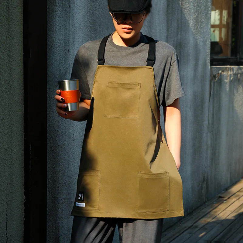Men Women Cross Back Pinafore Stain-resistant Durable Dress Apron for Restaurants Barbershop Pet Shop Anti-static Workwear
