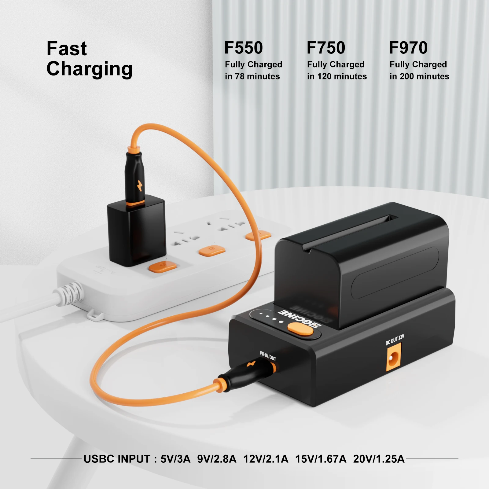 ZGCINE NPF-02 NP-F01 NPF Battery Charger Powering Adapter,With USBC PD, DC output port,supply power to cameras/monitors