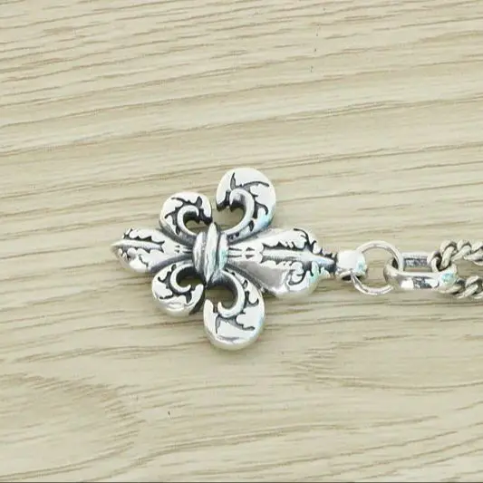 S925 sterling silver personalized boat anchor pendant Punk Simple Retro Scout Flower Heavy Industry Wrapped Flower