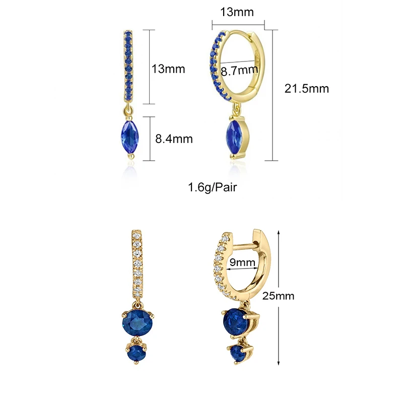 CRMYA Gold color Dangle Earrings For Women Vintage Famale Piercing Royal Blue CZ Zircon Drop Earrings 2023 Jewelry Wholesale