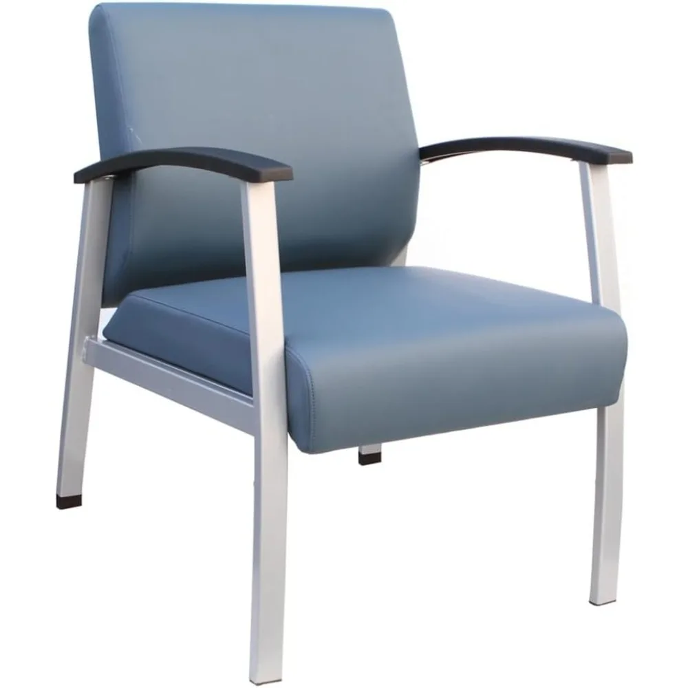 

Ergonomic NBF Compass Guest Chair with Armrests - Williamsburg Blue Polyurethane Seating on Heavy-Duty Steel Frame